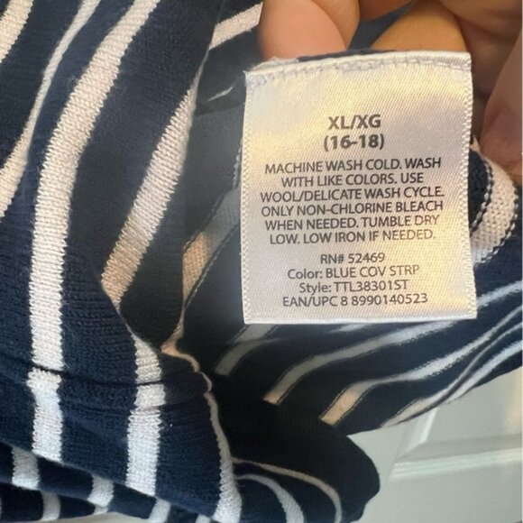 Time and Tru Striped Tie Waist V-neck Tee T-shirt Top Blouse XL 16-18 Plus Size - Picture 4 of 6